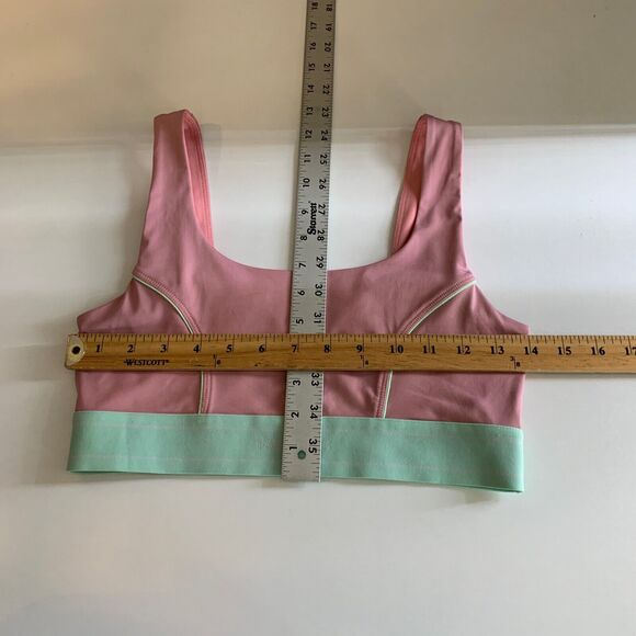 Fabletics Sports Bra Womens S Small Woodrose Green Tea Medium Impact Piped Yoga - Picture 6 of 8